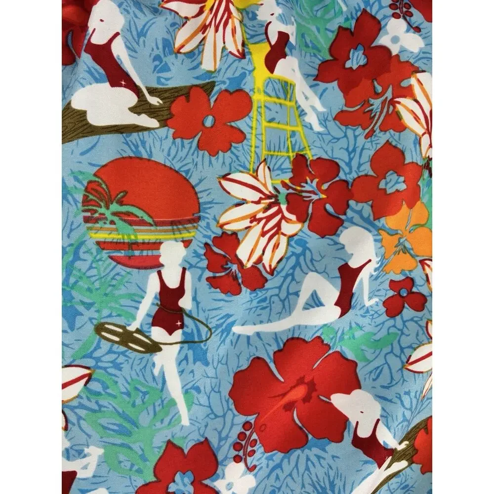 Peter Millar Mens M Floral Swim Trunks Blue Tropical Board Shorts Mesh Lined
